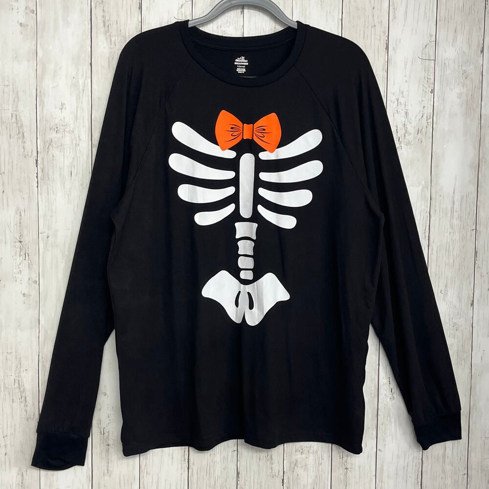 Halloween Skeleton Bow Tie Long Sleeve Spooky Funny Way To Celebrate Shirt